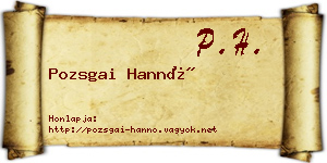 Pozsgai Hannó névjegykártya